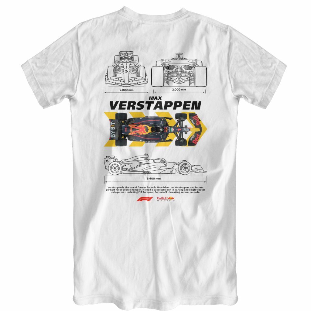 Remera Max Verstappen color blanco espalda
